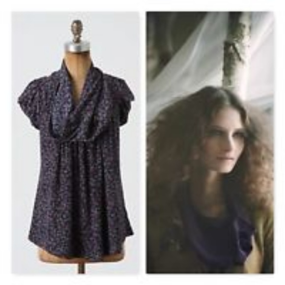 Anthropologie Tops - Anthropologie Odille deuxhill cowlneck silk top